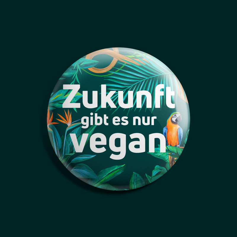 Zukunf gibt es nur vegan Button für Animal Rights Watch e.V.